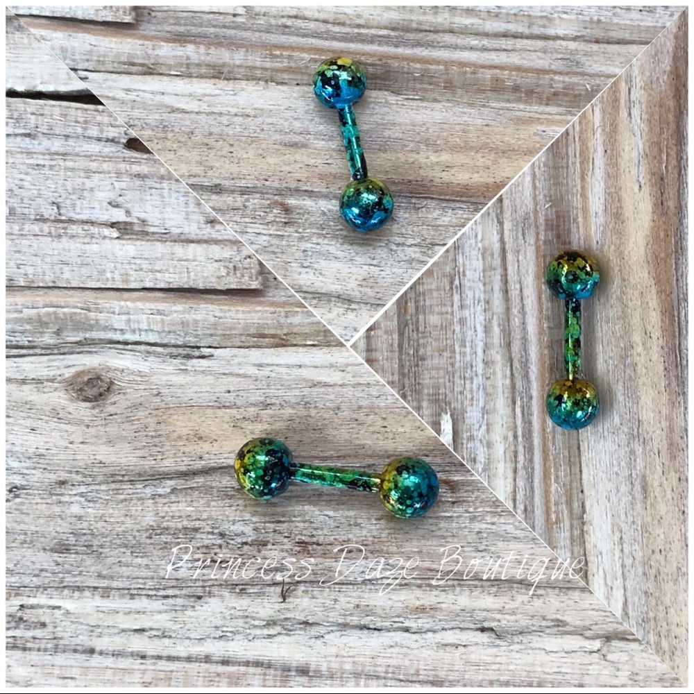 Paint Splatter Cartilage/ Tragus‎ Double Ball Barbell